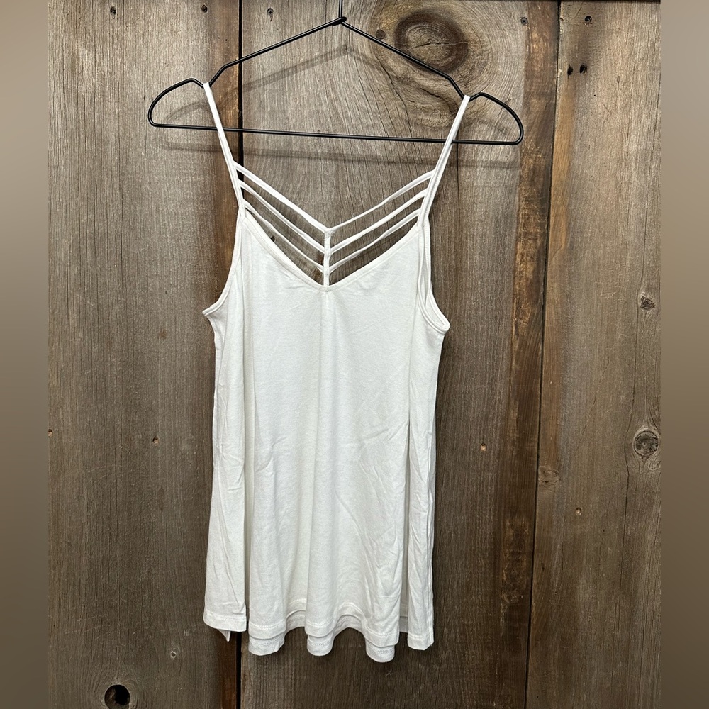2015 Express One Eleven Double V-neck Strappy Front Cami Tank Top White Small